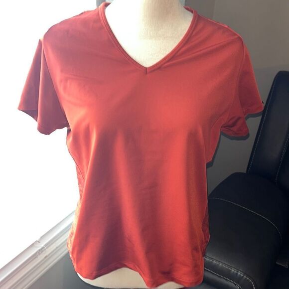 Columbia Titanium Women’s Rust Orange Colored Short Sleeve Top Athleisure Large - Picture 2 of 9